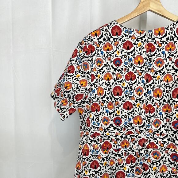 BODEN Cotton Mini Shift Dress Enchanted Bloom Floral Red Orange UK 20 US 16 18 - Picture 7 of 9